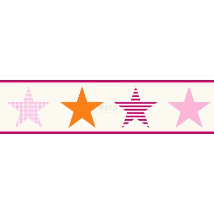 ESTAhome behangrand sterren roze en oranje - 13,25 cm x 5 m - 174607