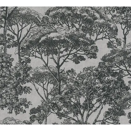 A.S. Création behangpapier bomen beige en zwart - 53 cm x 10,05 m - AS-380233 2
