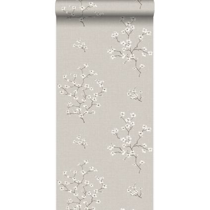 Origin Wallcoverings papier peint fleurs taupe - 53 cm x 10,05 m - 346543