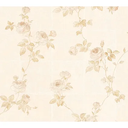 A.S. Création behangpapier bloemen crème - 53 cm x 10,05 m - AS-345012 2