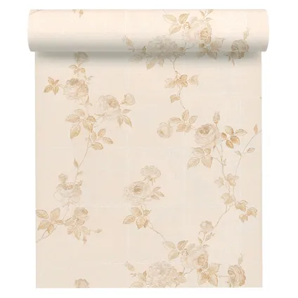 A.S. Création behangpapier bloemen crème - 53 cm x 10,05 m - AS-345012 3