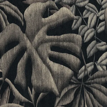 A.S. Création behang tropische bladeren grijs en zwart - 53 cm x 10,05 m - AS-370332 3