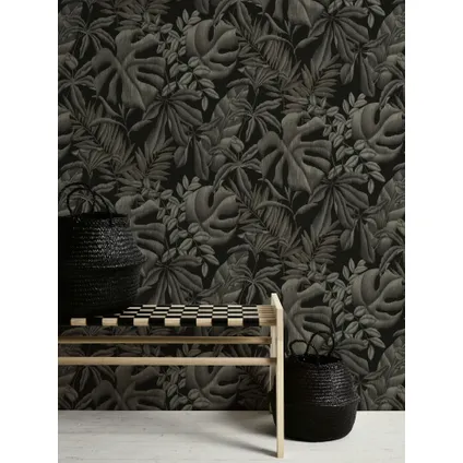 A.S. Création behang tropische bladeren grijs en zwart - 53 cm x 10,05 m - AS-370332 4