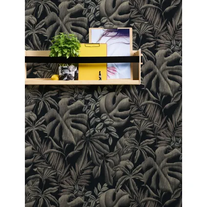 A.S. Création behang tropische bladeren grijs en zwart - 53 cm x 10,05 m - AS-370332 5