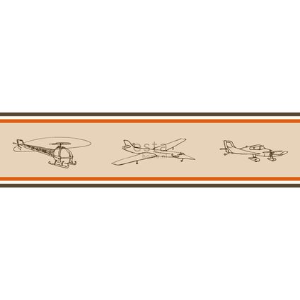 ESTAhome behangrand vliegtuigen kaki - 13,25 cm x 5 m - 174604