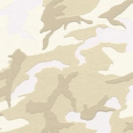 A.S. Création behangpapier camouflage wit, beige en bruin - 53 cm x 10,05 m 2