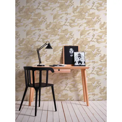A.S. Création behangpapier camouflage wit, beige en bruin - 53 cm x 10,05 m 3