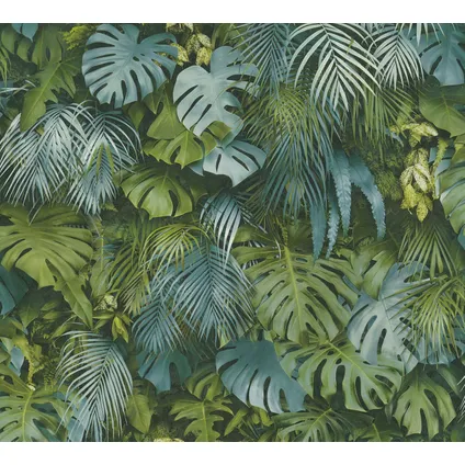 A.S. Création behang tropische bladeren groen en blauw - 53 cm x 10,05 m - AS-372803 2