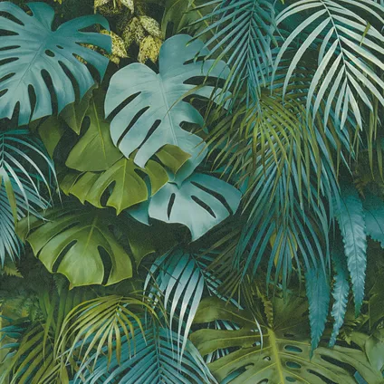 A.S. Création behang tropische bladeren groen en blauw - 53 cm x 10,05 m - AS-372803 3