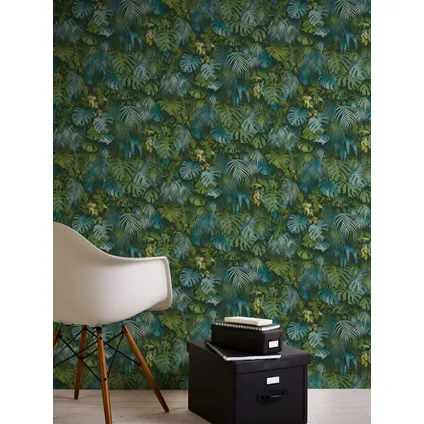 A.S. Création behang tropische bladeren groen en blauw - 53 cm x 10,05 m - AS-372803 5