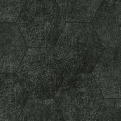 Origin Wallcoverings zelfklevende eco-leer tegels hexagon antraciet grijs - 1 m² 7