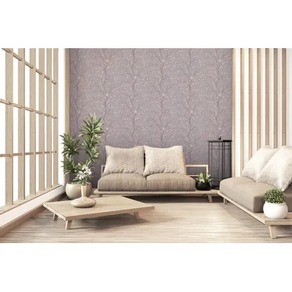 Livingwalls papier peint branches de fleurs brun grisé taupe et rose - 53 cm x 10,05 m - AS-379122 5