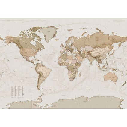 Komar fotobehang Earth Map beige - 350 x 250 cm - 611638