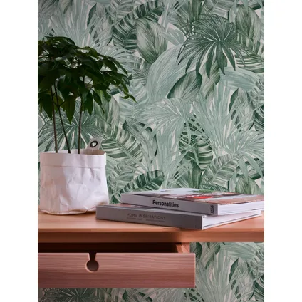 A.S. Création behang tropische bladeren groen en wit - 53 cm x 10,05 m - AS-368201 4