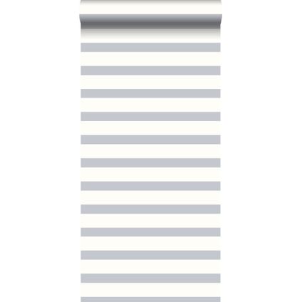 ESTAhome papier peint rayures horizontales argent - 53 cm x 10,05 m - 114926