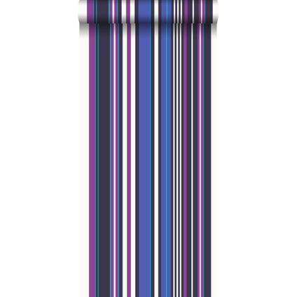 ESTAhome behangpapier strepen paars en blauw - 53 cm x 10,05 m - 116536