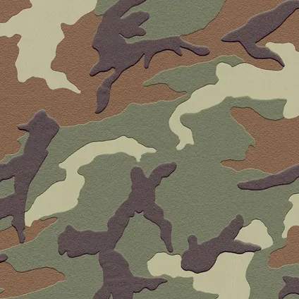 A.S. Création behangpapier camouflage groen, bruin en grijs - 53 cm x 10,05 m 2