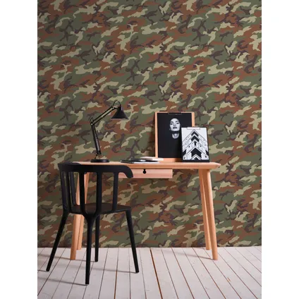 A.S. Création behangpapier camouflage groen, bruin en grijs - 53 cm x 10,05 m 3