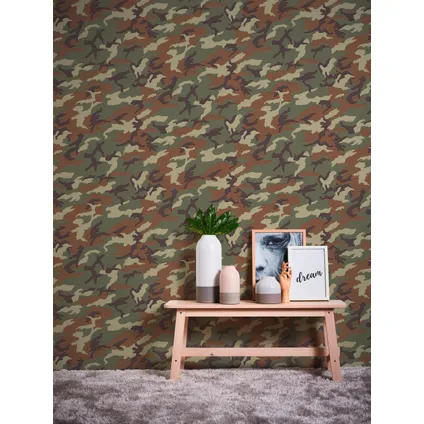 A.S. Création behangpapier camouflage groen, bruin en grijs - 53 cm x 10,05 m 4