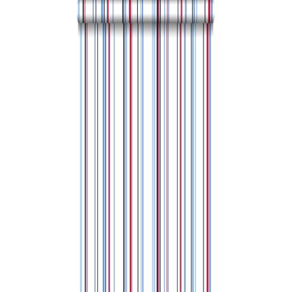 ESTAhome behangpapier strepen rood en blauw - 53 cm x 10,05 m - 116511