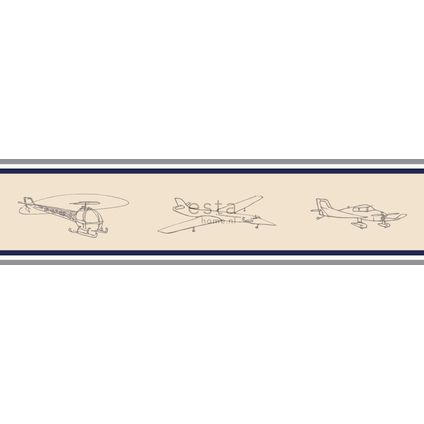ESTAhome behangrand vliegtuigen beige - 13,25 cm x 5 m - 174601