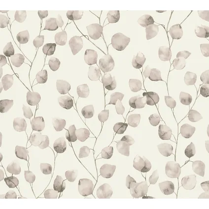 A.S. Création behangpapier bloemen beige, crème en wit - 53 cm x 10,05 m - AS-370442 2