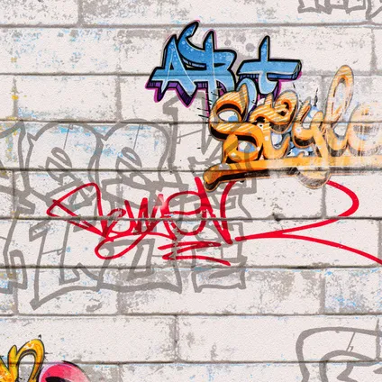 A.S. Création behang graffiti grijs, oranje en blauw - 53 cm x 10,05 m - AS-935611 2