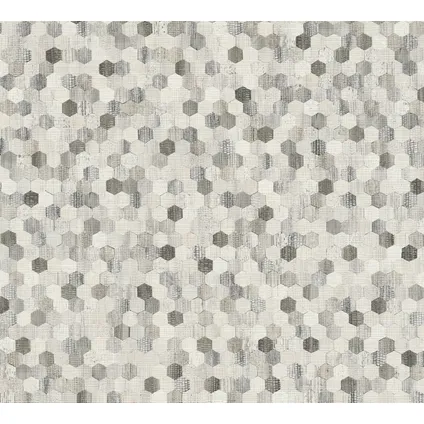 A.S. Création behangpapier hexagon-motief grijs - 53 cm x 10,05 m - AS-374633 2
