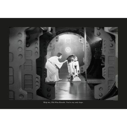 Komar poster Star Wars Classic Leia R2D2 Quote zwart wit - 70 x 50 cm - 610256