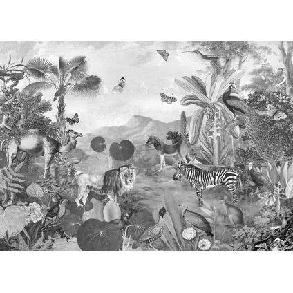 Komar fotobehangpapier Flora and Fauna zwart wit - 350 x 250 cm - 611639