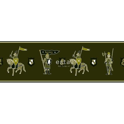 ESTAhome frise papier peint chevaliers vert armée - 17,6 cm x 5 m - 174904