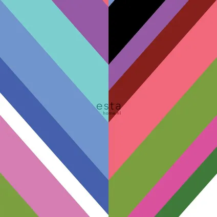 ESTAhome papier peint intissé XXL chevrons vert, rose, violet et bleu - 50 x 900 cm - 158912 6