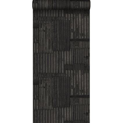 Origin Wallcoverings behang industriële golfplaten 3D zwart - 53 cm x 10,05 m