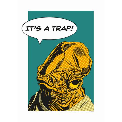 Komar poster Star Wars Classic Comic Quote Ackbar okergeel en petrolblauw