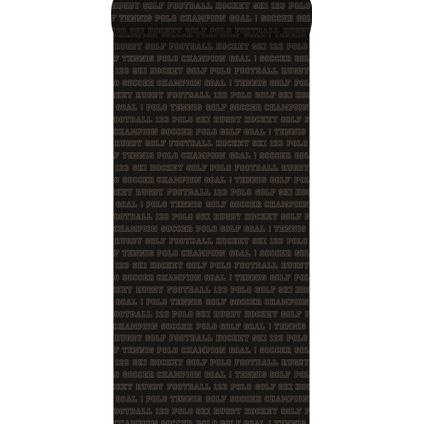 ESTAhome behang sport teksten donkerbruin - 53 cm x 10,05 m - 115626