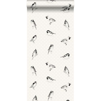 ESTAhome behangpapier vogels zwart en wit - 53 cm x 10,05 m - 115746