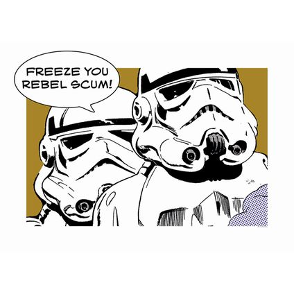 Komar poster Star Wars Classic Comic Quote Stormtrooper okergeel, zwart en wit