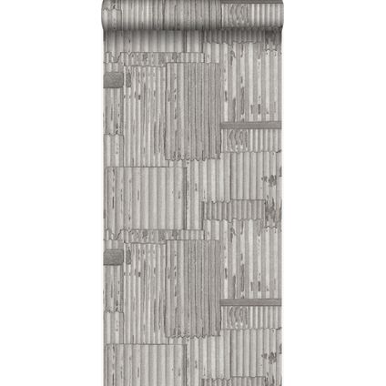 Origin Wallcoverings behang industriële golfplaten 3D lichtgrijs - 53 cm x 10,05 m