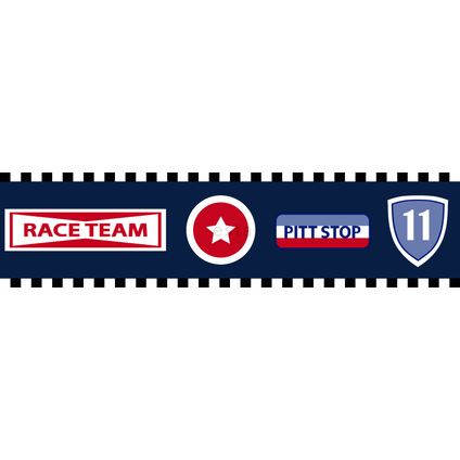 ESTAhome behangrand raceteam emblemen marine blauw - 13,25 cm x 5 m - 174902