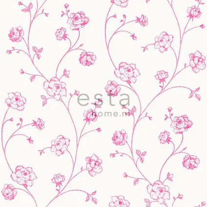 ESTAhome behangpapier toile de jouy rozen roze - 53 cm x 10,05 m - 115713 3