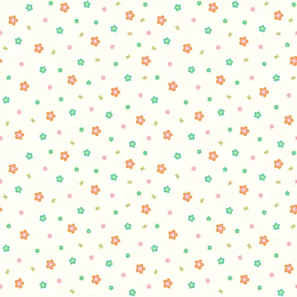 ESTAhome papier peint fleurs vert citron et orange - 53 cm x 10,05 m - 114635 4
