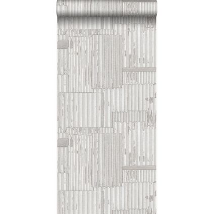 Origin Wallcoverings behang industriële golfplaten 3D gebroken wit - 53 cm x 10,05 m