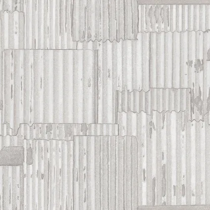 Origin Wallcoverings behang industriële golfplaten 3D gebroken wit - 53 cm x 10,05 m 7