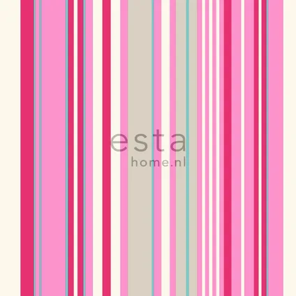 ESTAhome behang strepen roze en turquoise - 53 cm x 10,05 m - 116531 9