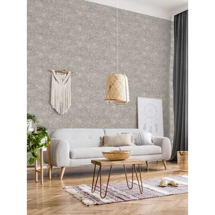 Livingwalls behangpapier tegelmotief beige en grijs - 53 cm x 10,05 m - AS-373912 4