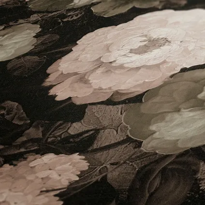 A.S. Création behang vintage bloemen zacht roze, crème beige en zwart 3