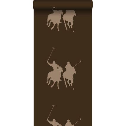 ESTAhome papier peint joueurs de polo marron - 53 cm x 10,05 m - 115630