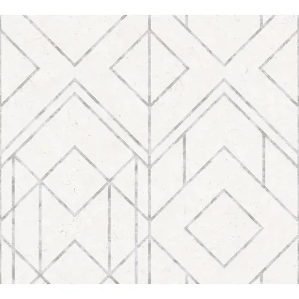 Livingwalls behang geometrische vormen wit en grijs - 53 cm x 10,05 m - AS-378691 2