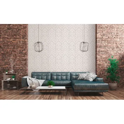 Livingwalls behang geometrische vormen wit en grijs - 53 cm x 10,05 m - AS-378691 7