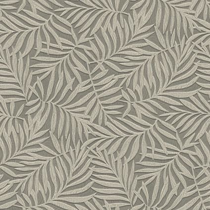 Limonta papier peint effet 3D feuilles gris - 53 x 1005 cm - 620006